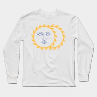 Sun Face Moon Yellow Retro Long Sleeve T-Shirt